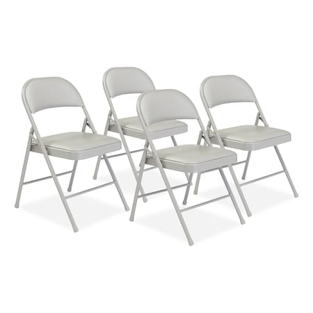 950 Series Vinyl Padded Steel Folding Chair, Supports Up To 250 Lb, 17.75in. Seat Height, Gray, 4PK